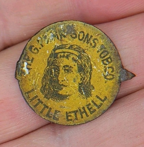 Antique G. Penn & Sons Little Ethell Tobacco Litho Tag Danville VA Virginia