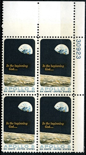 SC# 1371 - 1969 6¢ - Apollo 8 Moon Orbit - Blocco di 4 placche NH come nuove