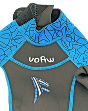 Wetsuit Kids NWOT Vofiw Size 4 Full Length Neoprene Spandex Blue w Design