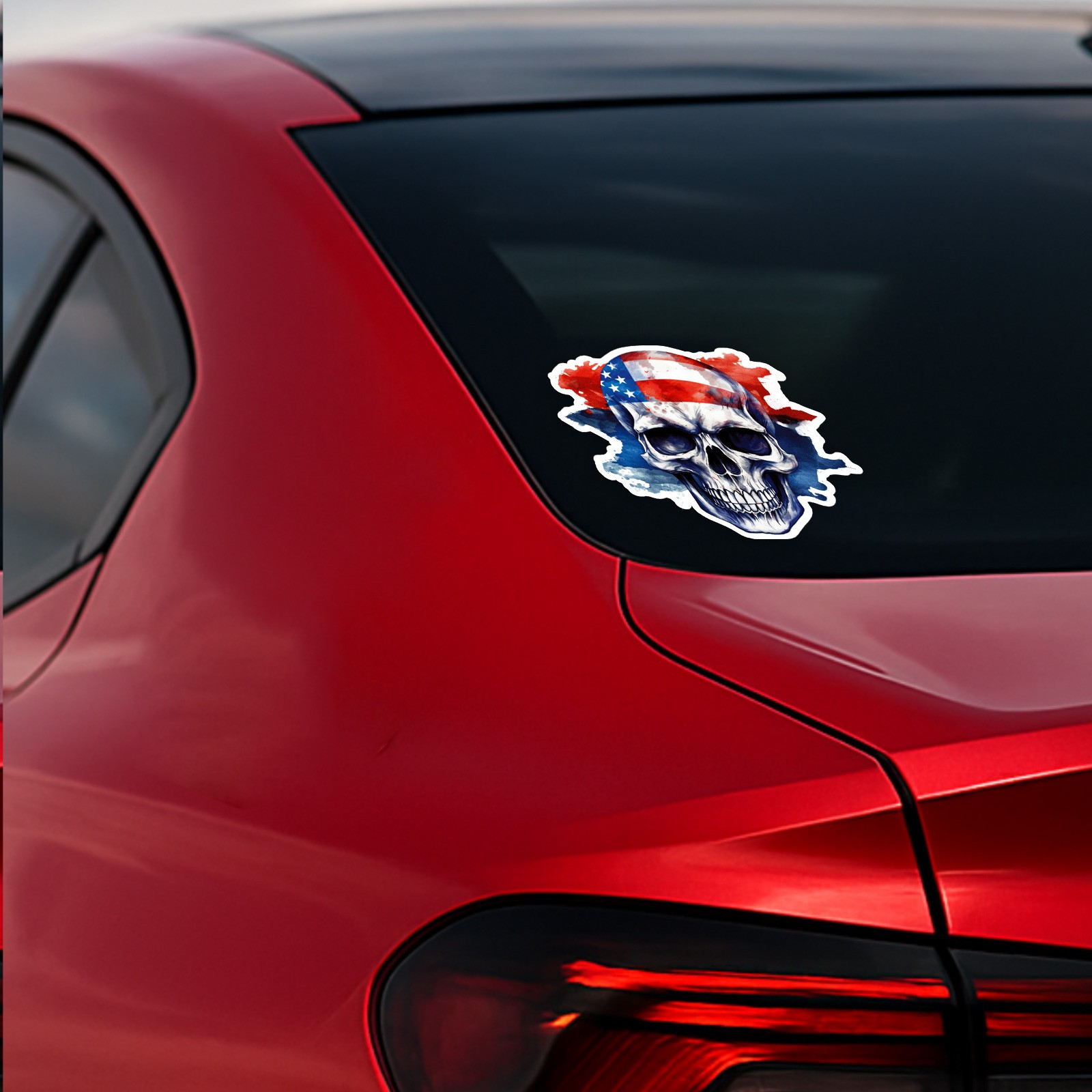 American Flag Skull - Vinyl Decal Sticker - Car Window Laptop - ebn9348