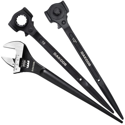 3pcs Spud Wrench Set, 3/4'' x 7/8'' Dual Socket Scaffold Wrench, 3/8'' x 1/2'' Du...