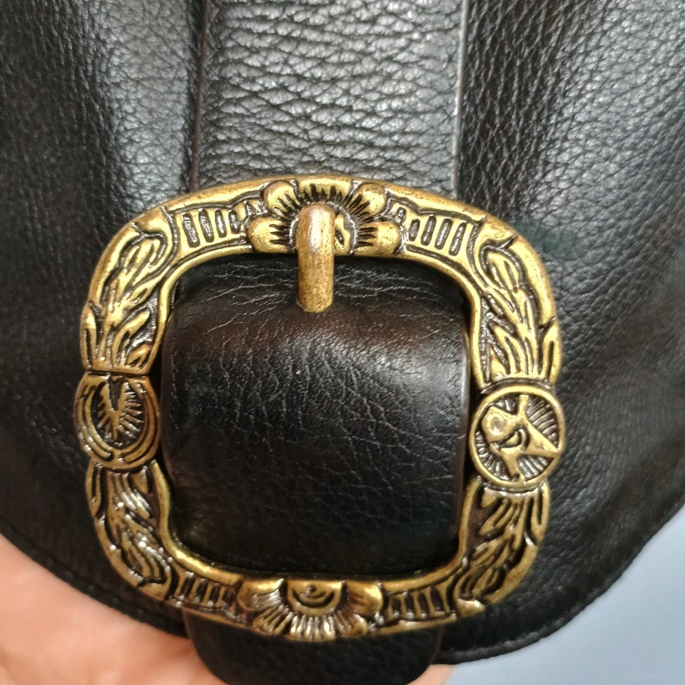 Gianni Bini Bolso Mensajero/Portátil Cuero Negro Bolso Sillín Motociclista Vaquero  Foto 3 de 4