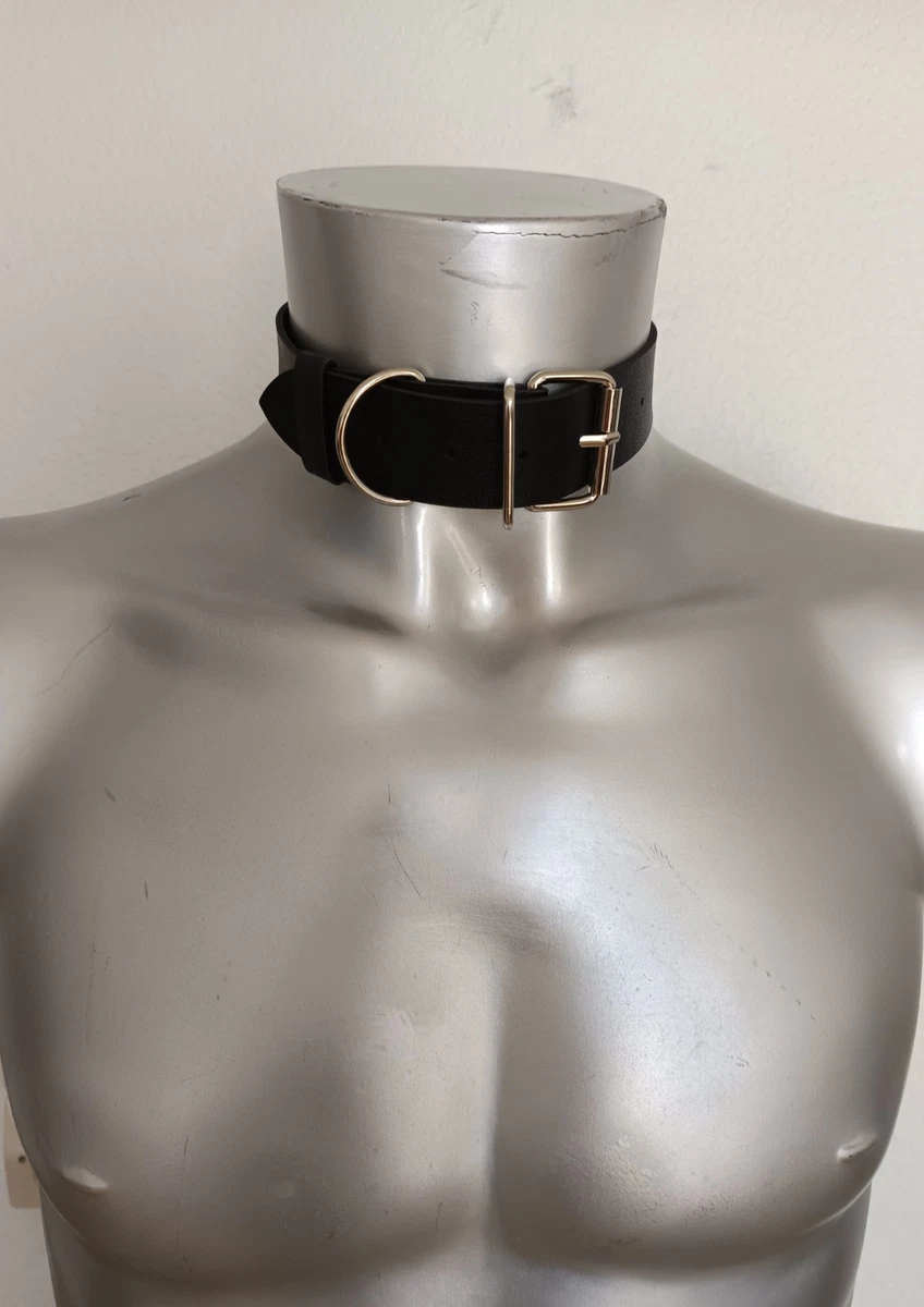 Collier Ras De Cou En Cuir Noir Avec Anneau Métal - Style BDSM/fétichiste, Unisexe, NEUF