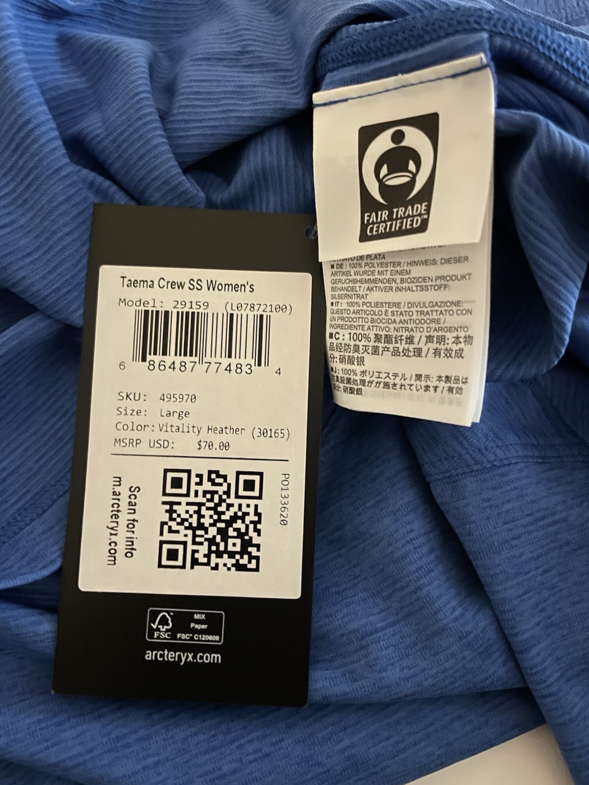 ARC'TERYX T shirt donna Arc’teryx Taema manica corta girocollo grande vitalità blu nuova con etichetta maglietta