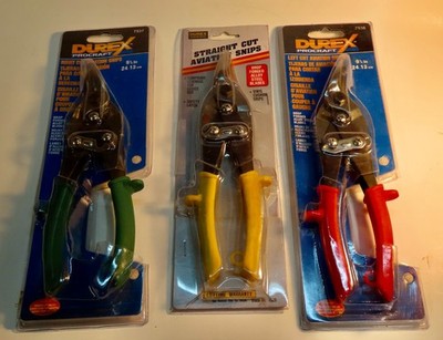 Three Durex Aviation Snips Left, Right, Straight, 9 1/2'' New In Orig.Packaging
