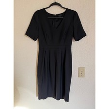 J.Crew Womens Black Short Sleeve V-Neck Sheath Pencil Dress Business Formal 2