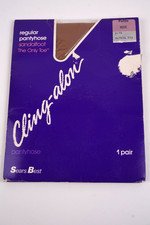 Sears Best Cling-Alon Regular Pantyhose Sandalfoot 1 Pair Petite Nude USA Made