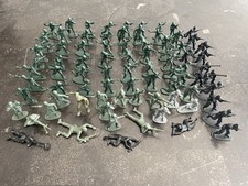 Large Lot of 82 Green Black  Grey Army Men Mixed Toy Soldiers Vintage 1960's