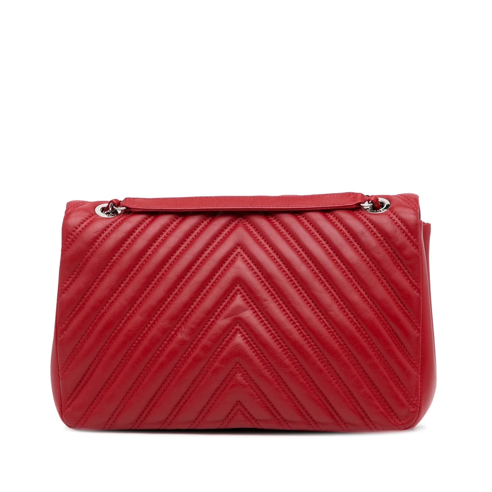 Bolso de Hombro Chanel Jumbo Clásico Piel de Cordero Doble Solapa Cuero Rojo Autenticado Foto 4 de 4
