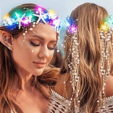 Mermaid Crown Light Up Headband Shell Hair Accessories for Women