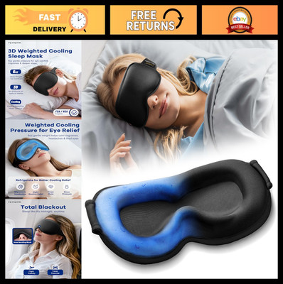 3D Weighted Cooling Gel Eye Mask - 6oz Sleep Mask for Migraine Relief, Blackout,