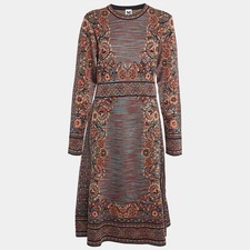 M Missoni Patterned Knit Long Sleeve Midi Dress L