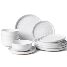 Stoneware Dinnerware Sets, Plate and Bowl Sets 4-Set(12pcs) White (Milkyway)