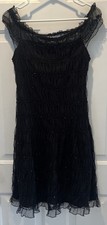 Nine West Layered & Tiered Dress.  Lined. Black Tulle. Off Shoulder Size 8