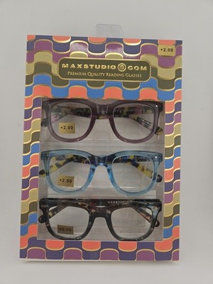 Maxstudio Designer Reading Glasses 2.00 NEW Eyeglasses