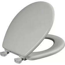 BEMIS 450EC-162 Round Easy Clean hinge system Enameled Wood Toilet Seat Silver