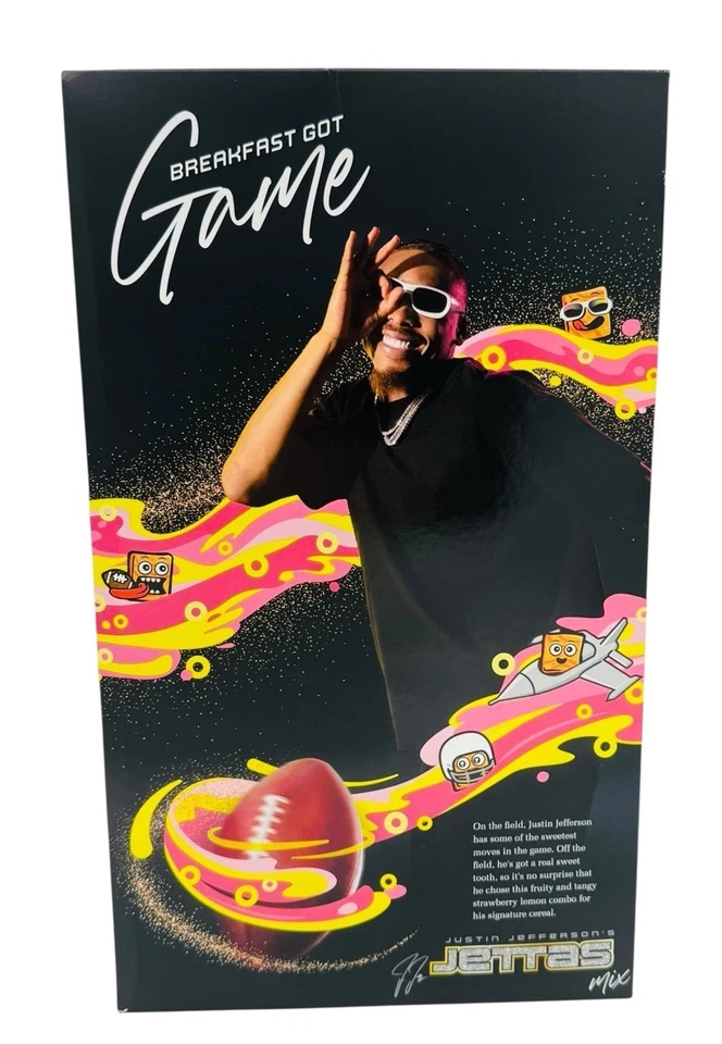 Caja de cereales mixta firmada por Justin Jefferson Jettas rara nueva vikingos Beckett certificado de autenticidad Foto 4 de 4