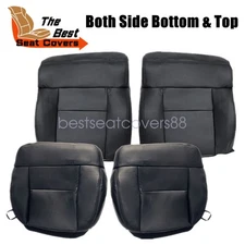 Both Side Bottom-Top Replacement Leather Seat Cover Blk For 2004-2008 Ford F150