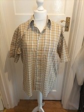 Mens St Michael Size 16" Collar Brown And Grey Short Sleeved Shirt