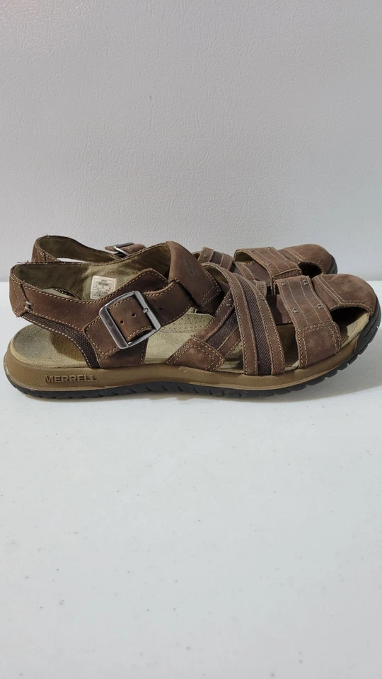 Sandalias de pescadores de cuero marrón/espresso Merrell J62213 para hombre talla US 13 Foto 3 de 4