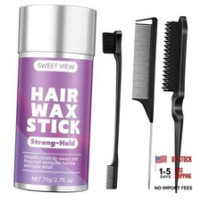 Hair Wax Stick  Slick Back Hair Brush for Tame Flyaways, 4 Piece Black 
