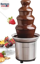 4 Tier Electric Chocolate Fondue Fountain Machine for Parties - Melts Cheese, Qu