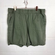 Talbots Linen Blend Pull On Shorts Size XL Green Minimalist Euro Travel Capsule