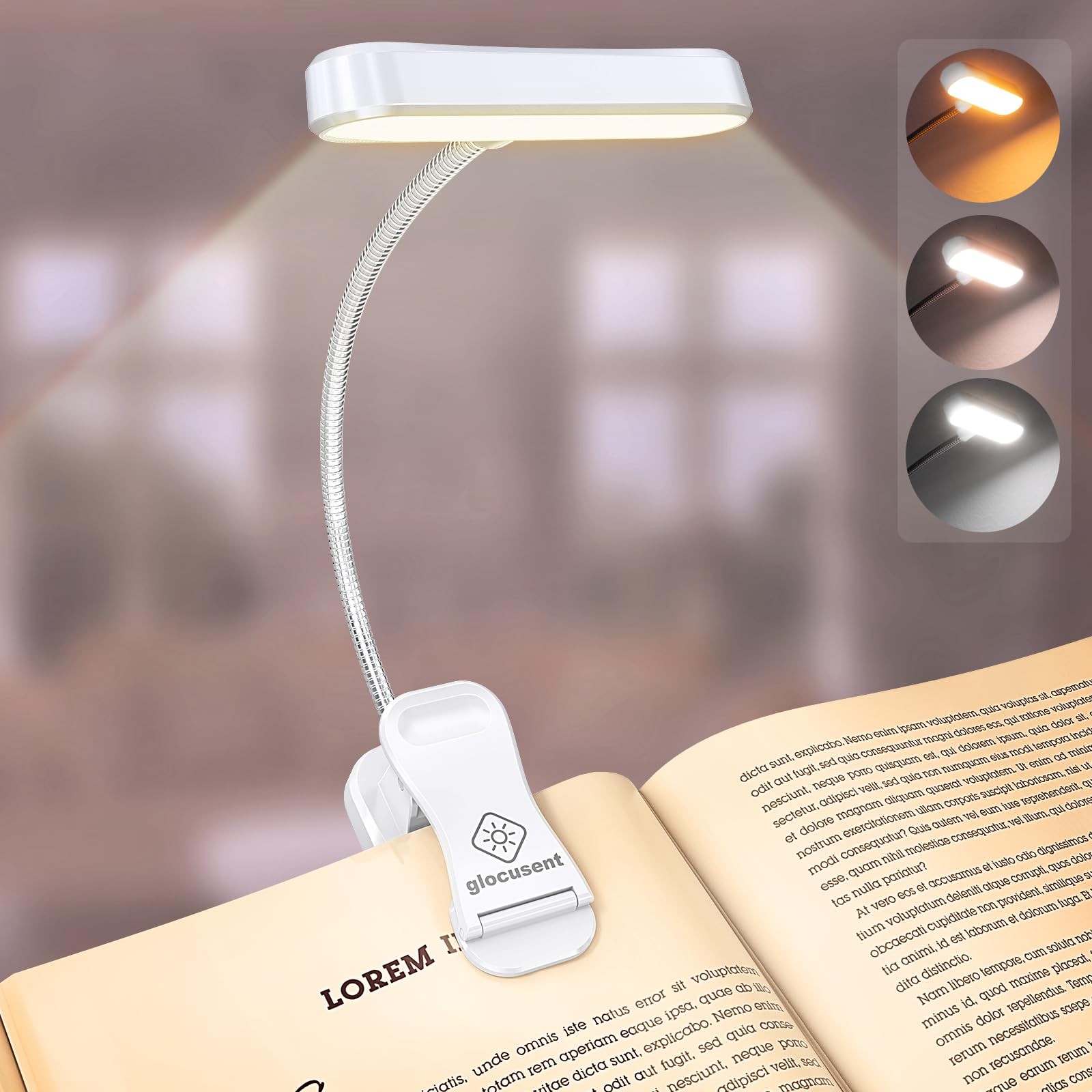 Lampe de lecture horizontale ET noire pour lit et livre