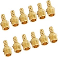 Hose Connector 12 PCS 3/8 Inch Barb x 3/8 Inch NPT Male Pipe Brass Fitting