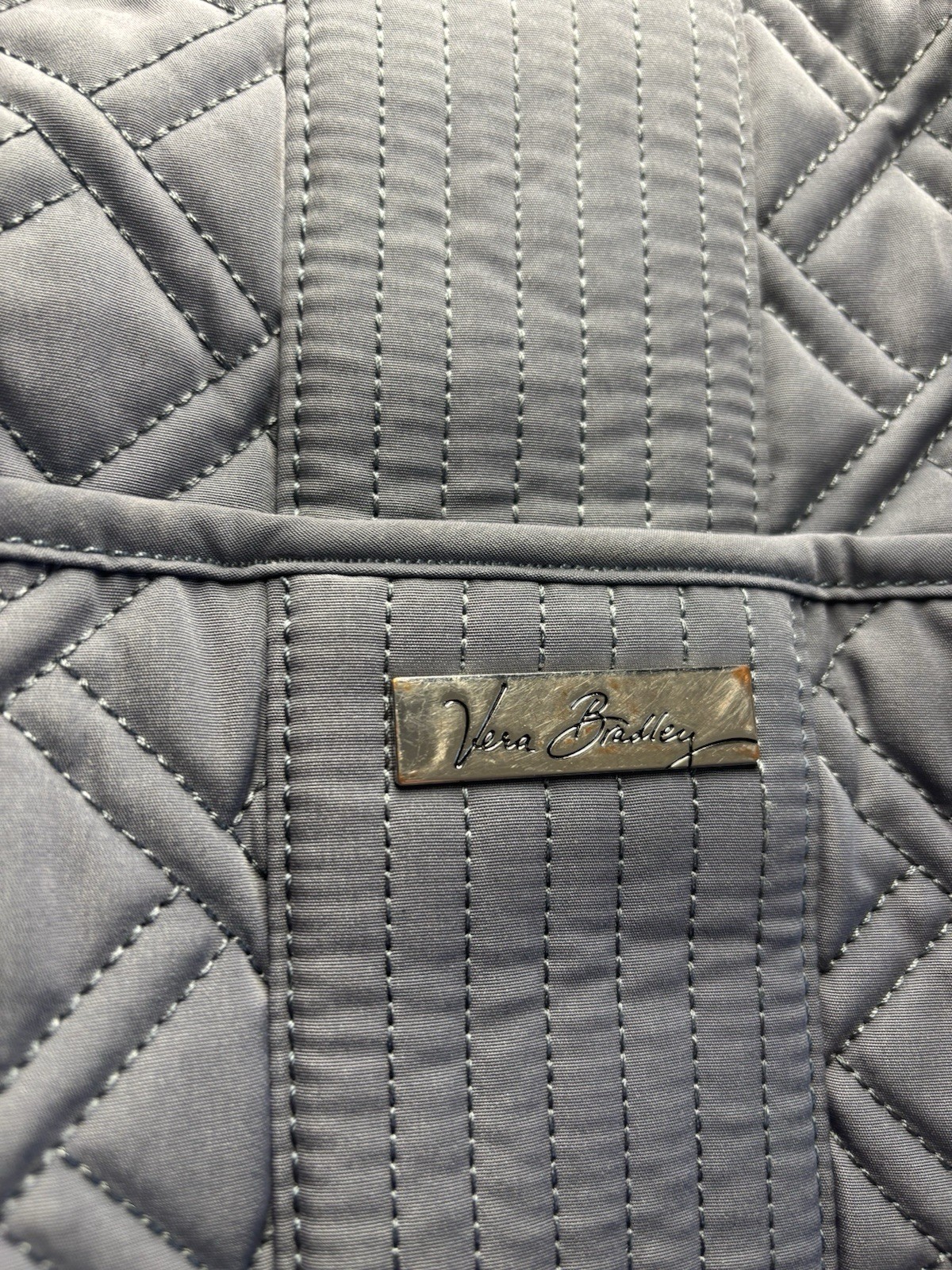 Vera Bradley Gray Microfiber Backpack Travel Bag - image 7