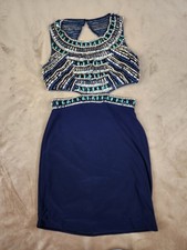 Dave  Johnny Beaded Dress Cut outs Navy Blue Size 0/0