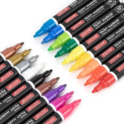 ZEYAR Oil-Based Paint Markers for Rock Painting, Medium Point, 18 Colors 