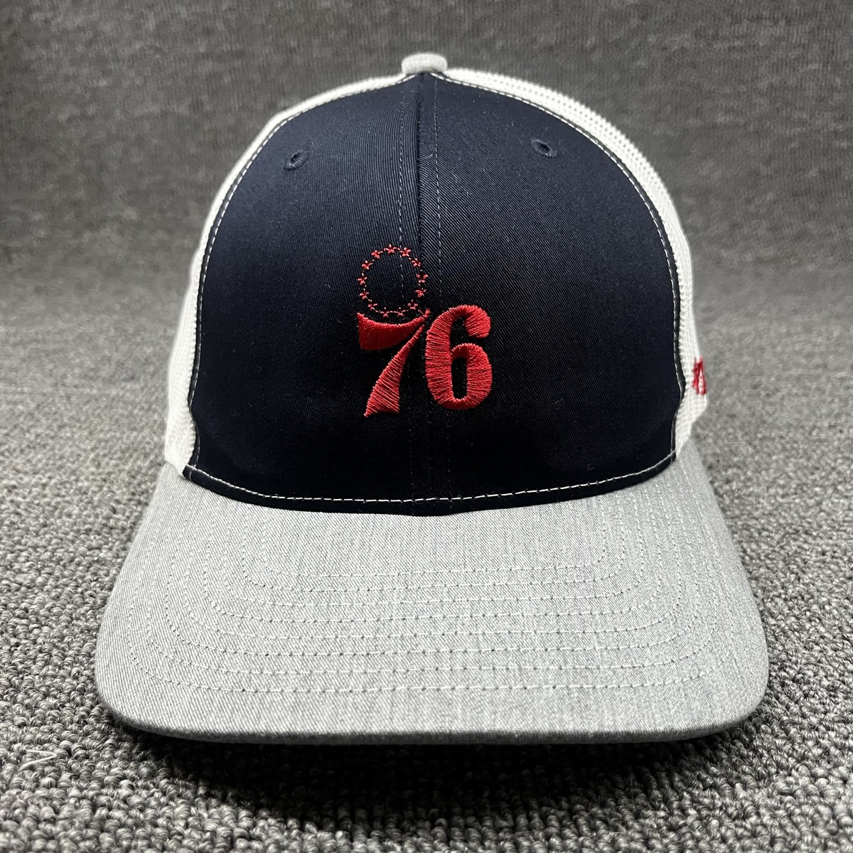'47 Brand Philadelphia 76ers Trucker Snapback Hat Black White Gray 76 Logo