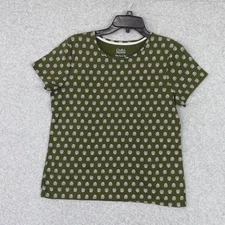 Croft & Barrow Top Women's PM Green Pullover Short Sleeve Stretch Classic Tee