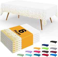 Disposable Table Cloth - 6 Pack, 54 x 108 Inch Waterproof Rectangle Tablecloths