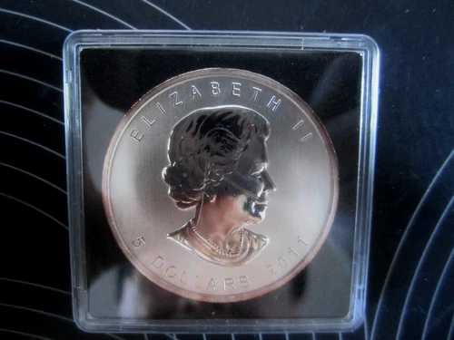 1 oz Silver Maple Leaf .9999 Pure 2011 Canada $5 SML in  square capsule  RCM
