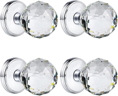 Paquete de 4 perillas de puerta ficticias de vidrio cristal, perilla de puerta media ficticia inactiva para pasillo... - Imagen 2 de 5