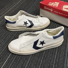 1980s Converse Oxford Pro Leather Low Sneaker Navy Blue All Star Vintage Size 12