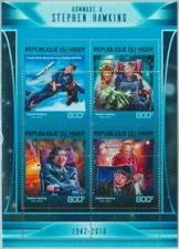 A1437 - NIGER, ERROR, МISPERF, Miniature s: 2018, S. Hawking, Pope John Paul II