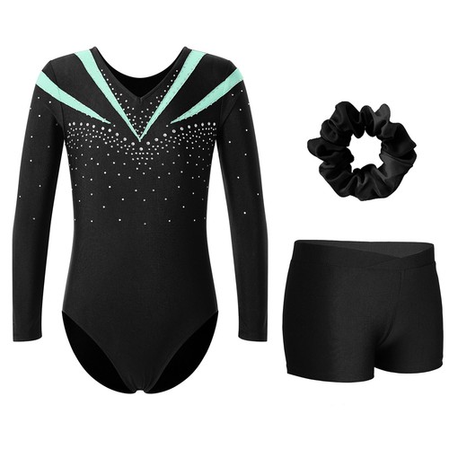Kids Girls Jumpsuit And Bottoms Fitness Dance Outfit Hair Band Bodysuit Party - Picture 21 of 34