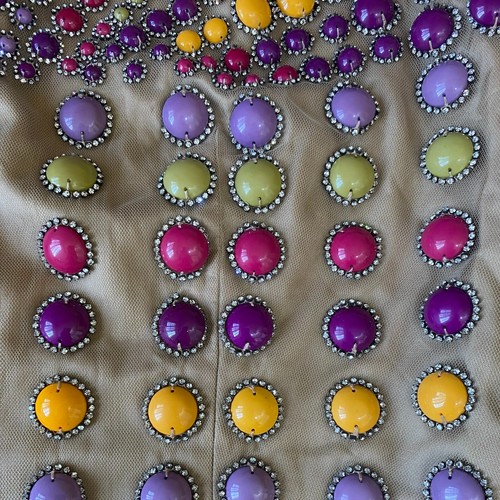 ALBERTA FERRETTI raro top vintage viola multicolore in rete con perline - Foto 8 di 11