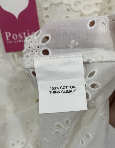 Postie Cottage Core broderie anglaise blouse women size 10 white 3/4 Sleeve - Picture 11 of 12