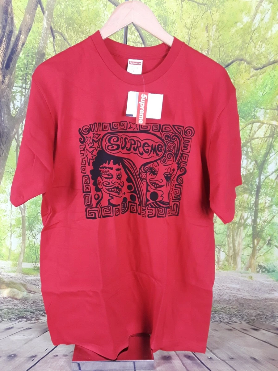 Supreme Mens Red Faces Print Tee Large 100 Cotton New