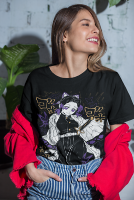 T-shirt Shinobu Kocho Demon Slayer – Kimetsu No Yaiba – Motif Papillon Violet Pour Femme