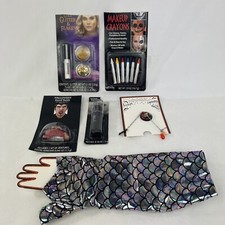 6 Halloween Dress up Gloves Makeup Crayons Glitter Lipstick Devil Teeth Necklace