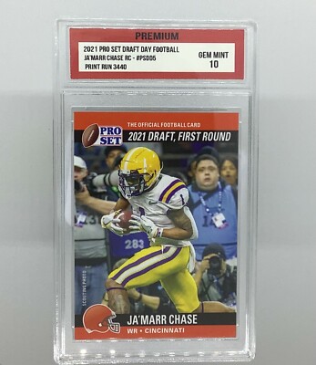 Ja'Marr Chase RC - 2021 PRO SET NFL DRAFT DAY - PREMIUM GEM MINT 10 - #PSDD5