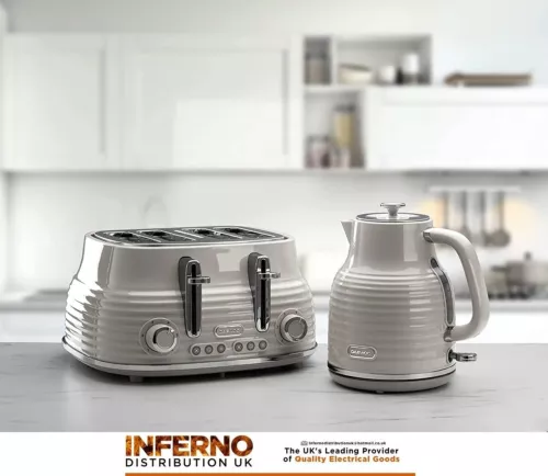 DAEWOO Sienna Kettle And 4 Slice Toaster Set In Gloss Taupe With 3 Year Warranty