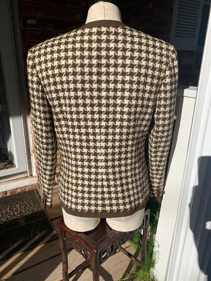 Antigo JH Colecionáveis Manga Longa Frente Aberta Marrom Bege Forrado Lã Feminino Tamanho 10 - Imagem 3 de 4