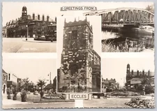 Eccles England UK Real Photo Postcard RPPC Greetings