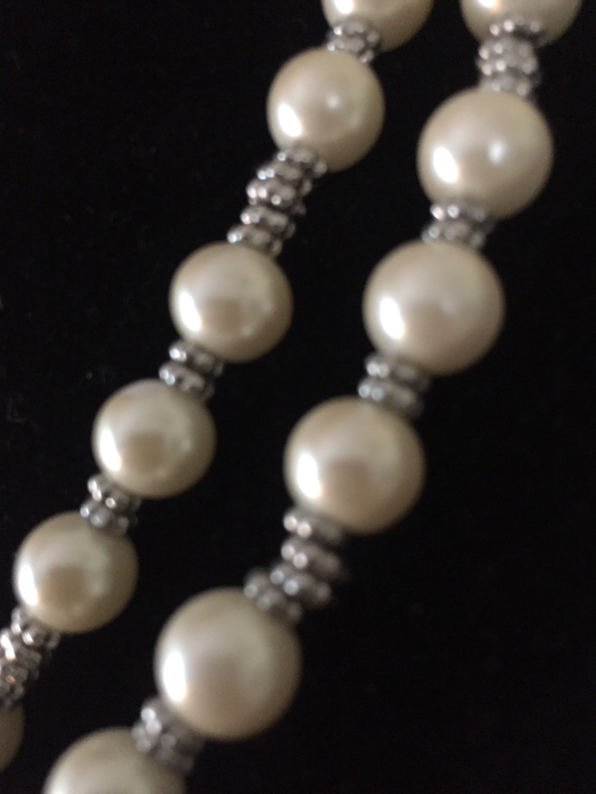 Vintage Chaps Faux Pearls Glass Beads Necklace with S… Gem